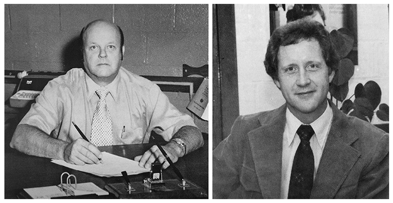 Black and white yearbook portraits of principals William E. Campbell and David Lunter. 